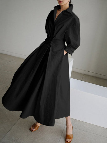 Damen Maxi Kleid Tailliertes Langhemd Elegант