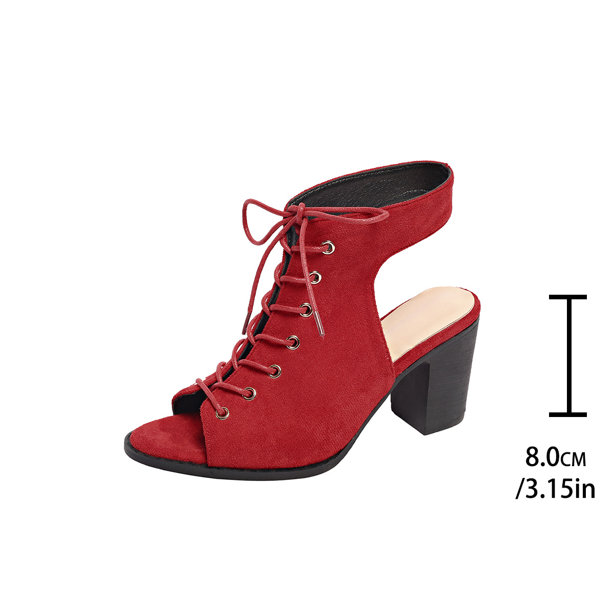 Damenschuhe High Heel Sandalen Blockabsatz Schnürsenkel