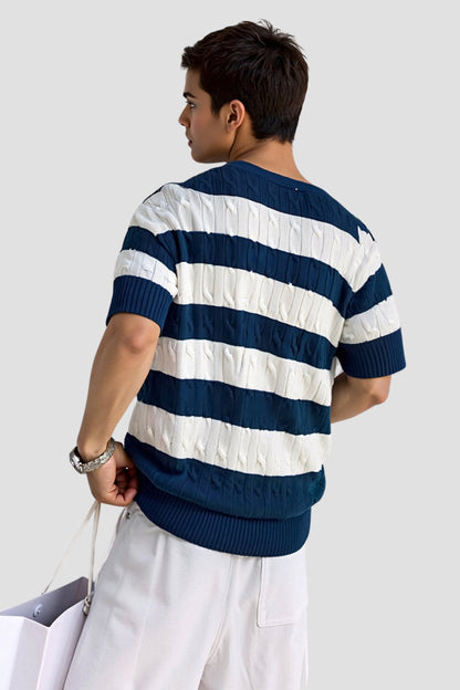 Herren Pullover Kurzarm Gestreift Modern Bequem