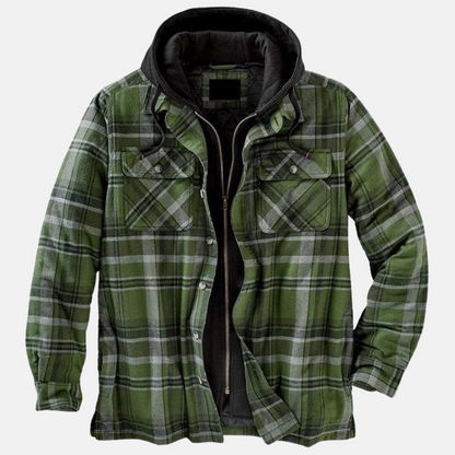 Herren Jacke Kariert Warm Lässig Knöpfbar