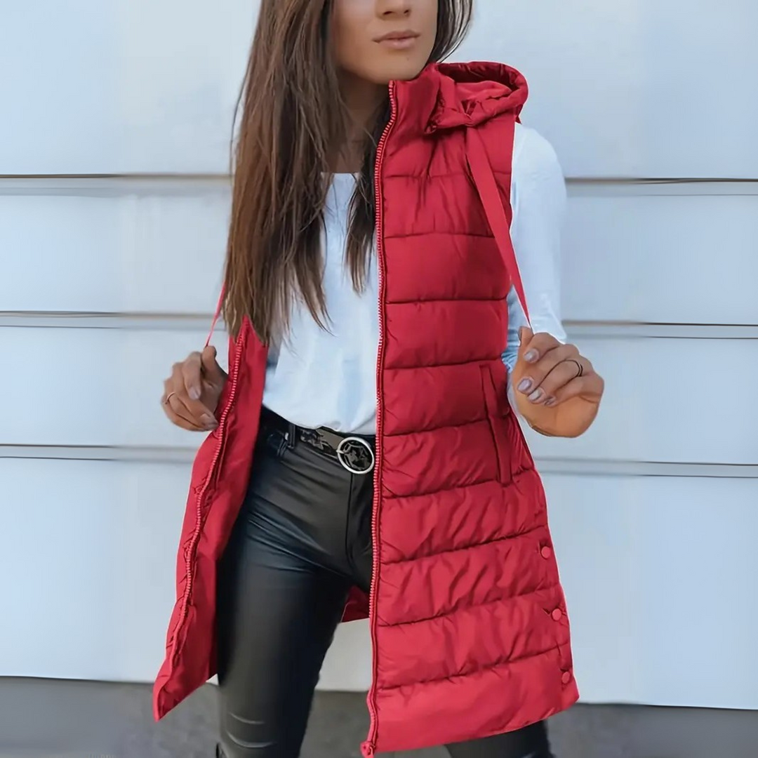 Lange Daunenweste Damen Warm Elegant