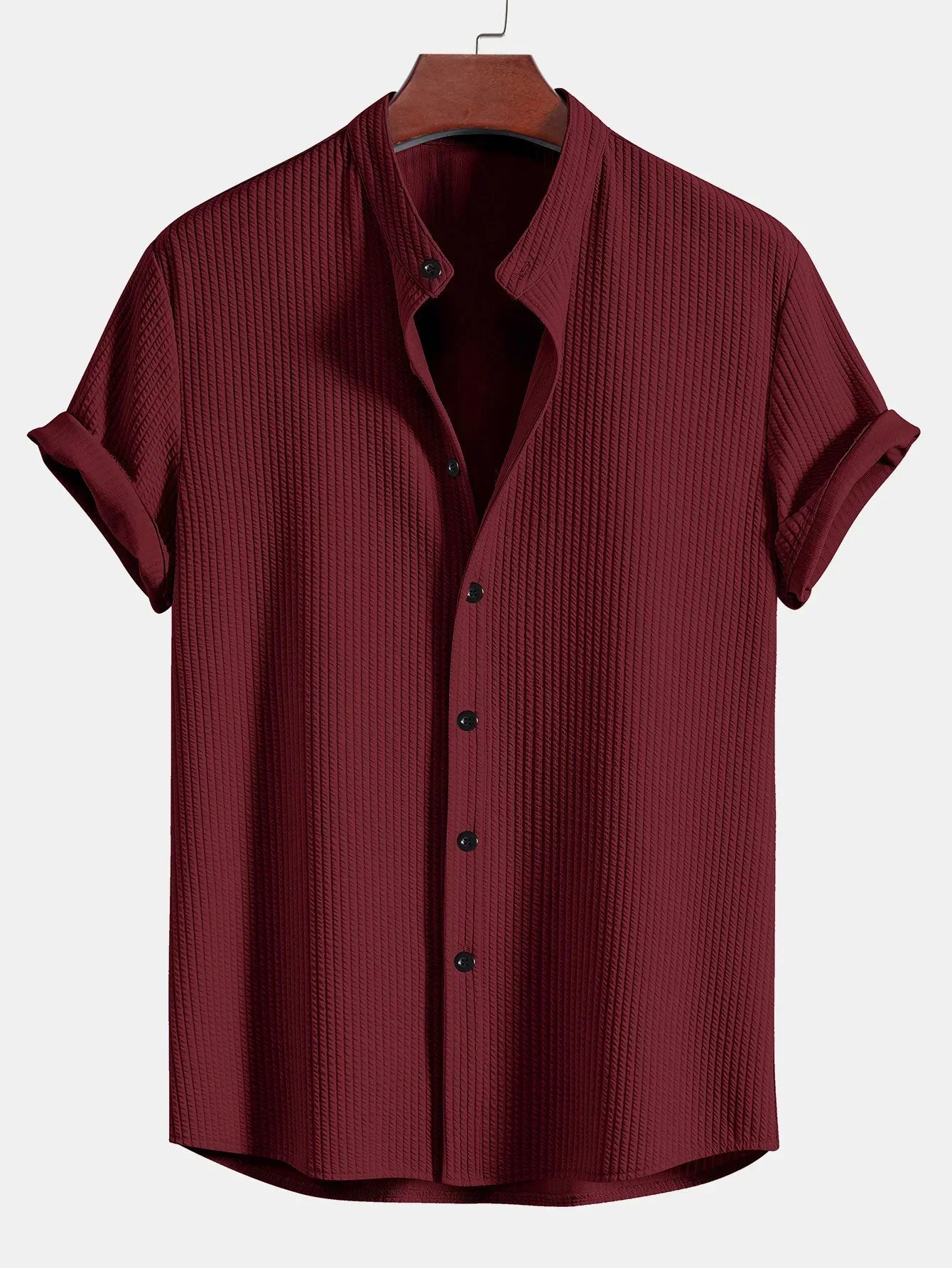 Herren Polo Shirt Leinen Stehkragen Sommer