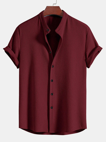 Herren Polo Shirt Leinen Stehkragen Sommer
