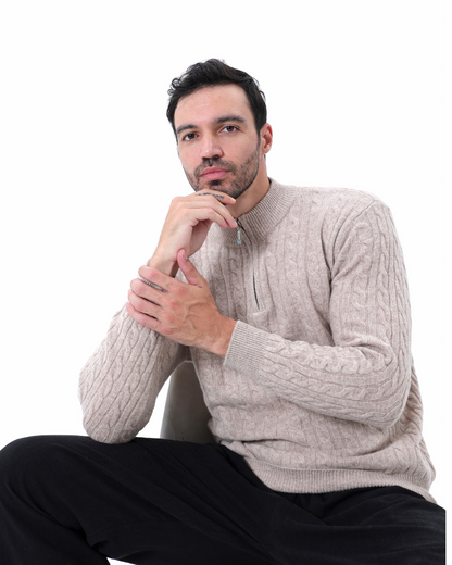 Herren Pullover Chunky Knit Kaschmir Warm mit Kabelmuster