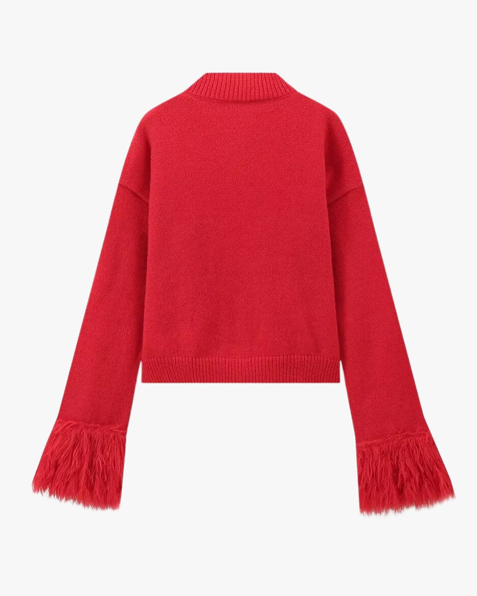 Strickjacke Damen mit Knöpfen und Puffärmeln