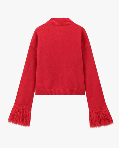 Strickjacke Damen mit Knöpfen und Puffärmeln