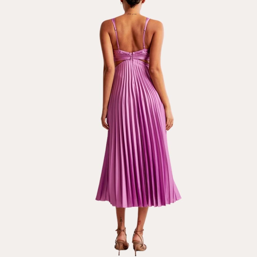 Midi Kleid V-Ausschnitt Ärmellos Twist Detail - BerlinGlamour