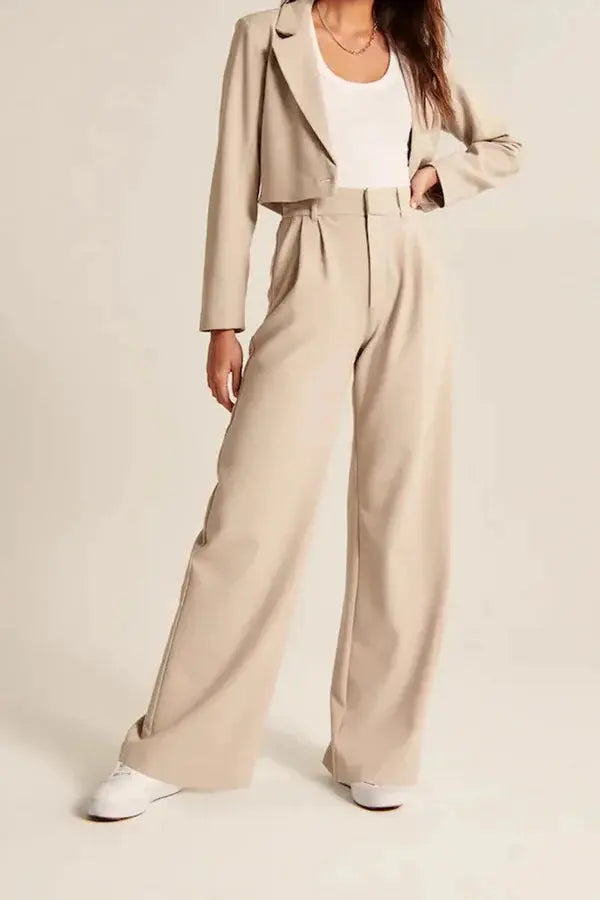 Weite Damen Hose High Waist Elegant Bequem