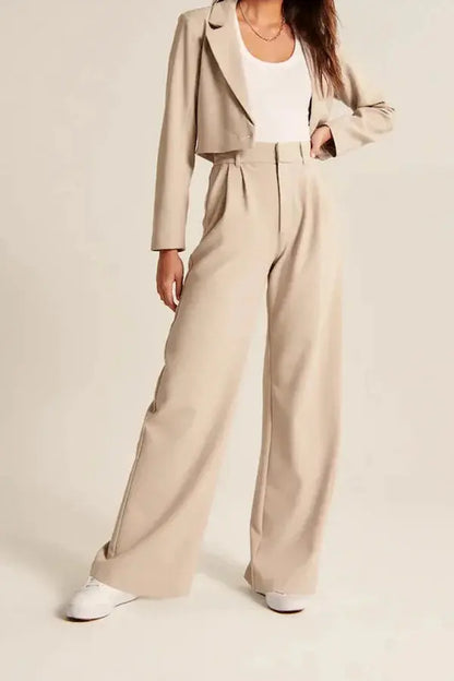 Weite Damen Hose High Waist Elegant Bequem