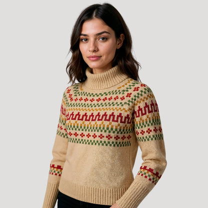 Damen Strickpullover Rollkragen Frühlingsfarben Modern