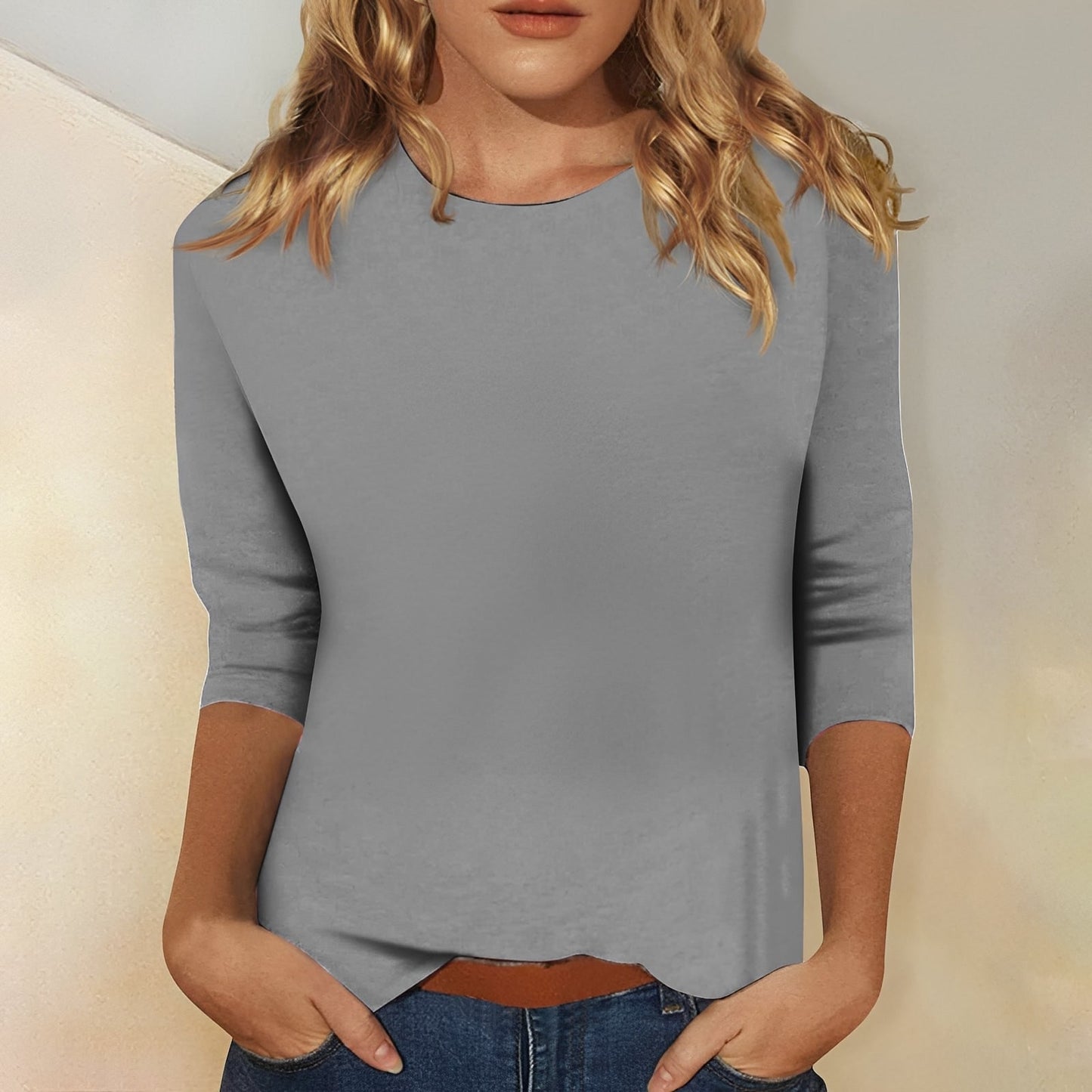 Damen-Shirt 3/4 Ärmel Lässig Modern