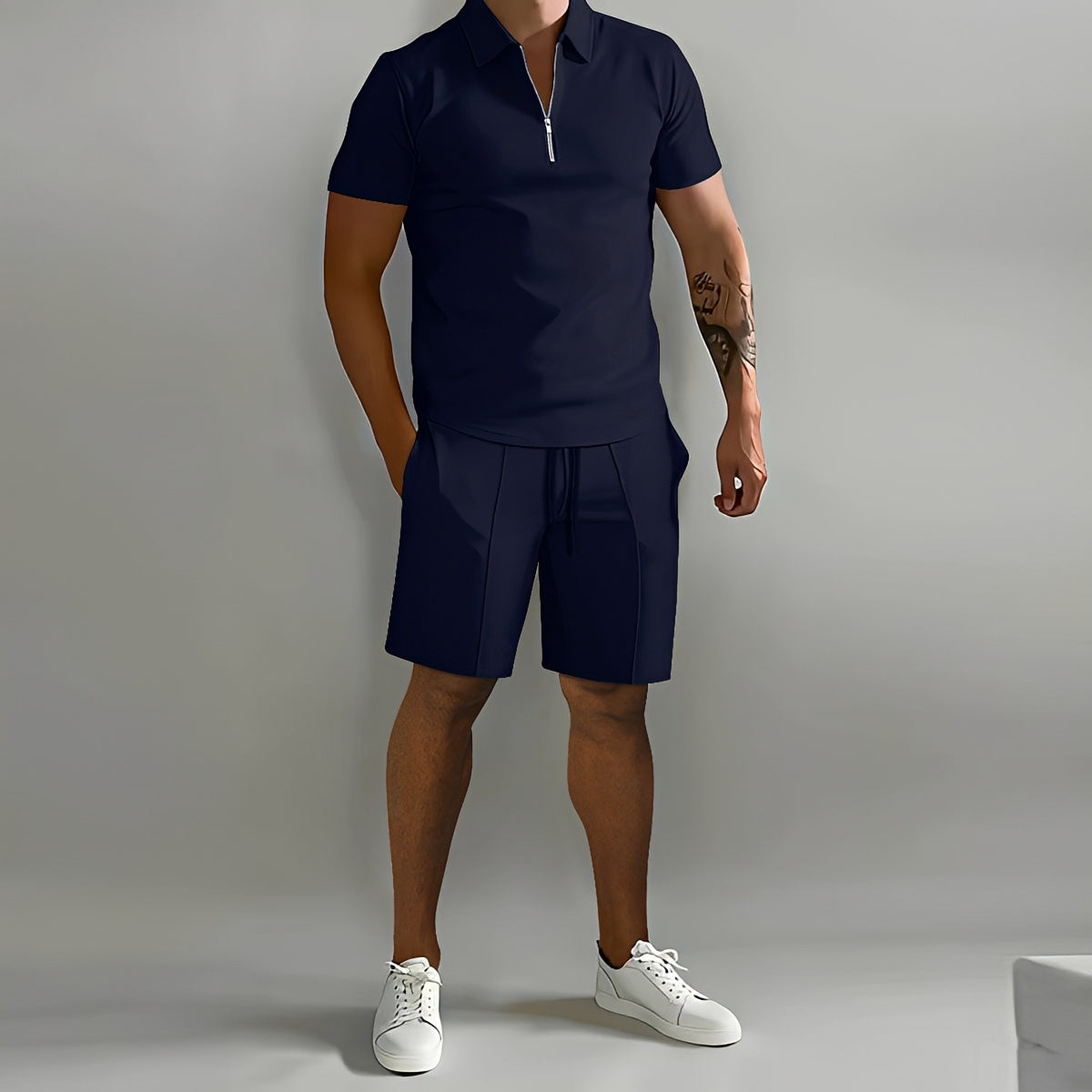 Herren Pullover Set Modern Halb Reißverschluss