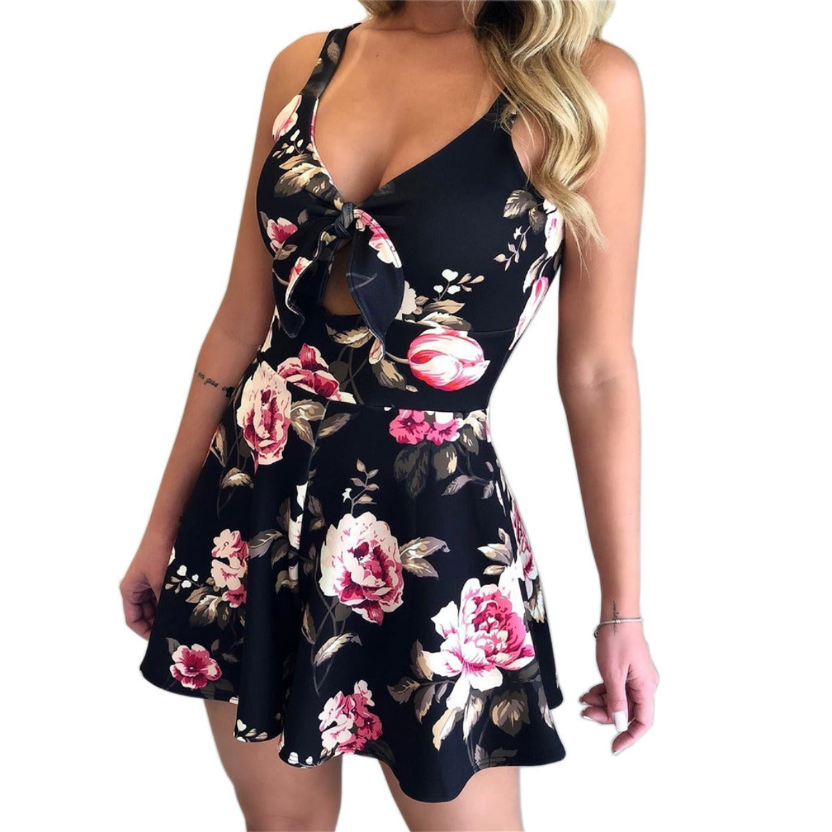 Lace-Up Jumpsuit mit Hosenträger und Schleife