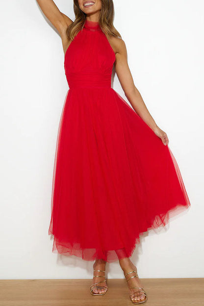Halterneck Tüllkleid Mit Schleier A-Linie Elegant