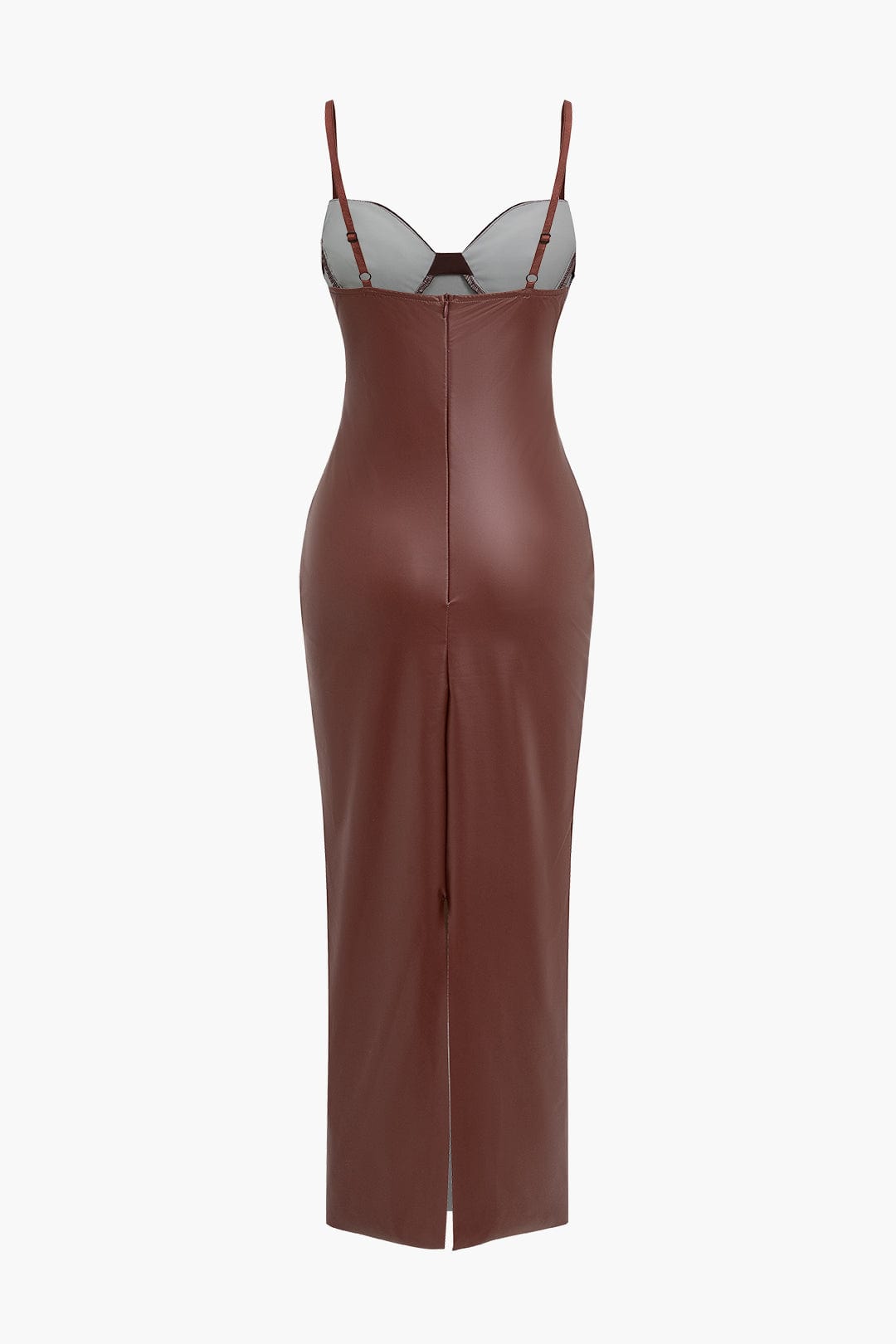 Leder Maxikleid Elegant Verführerisch Damenkleid Schwarz