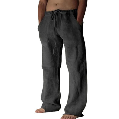 Herren Leinenhose Einfarbig Bequem Sommerhose