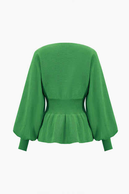 Elegantes Strick-Set Damen Peplum-Top und Bleistiftrock
