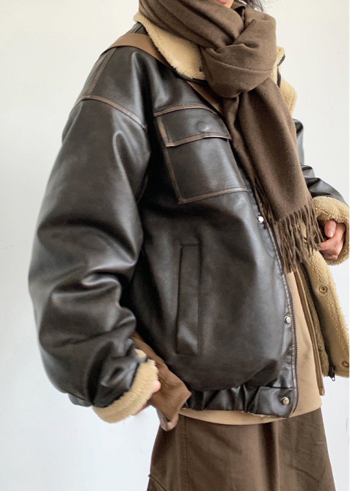 Lederjacke Lammfleece Gefüttert Unisex Stil - BerlinGlamour