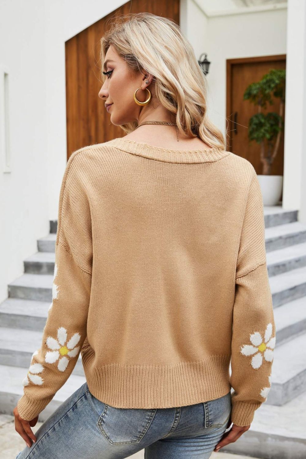 Floral Cardigan Damen Großkaros Drop Schulter