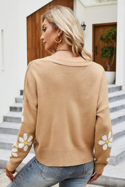 Floral Cardigan Damen Großkaros Drop Schulter