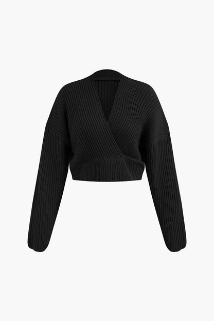 Klara | Damen Strick-Set Wickel-Oberteil Bleistiftrock Eleganz