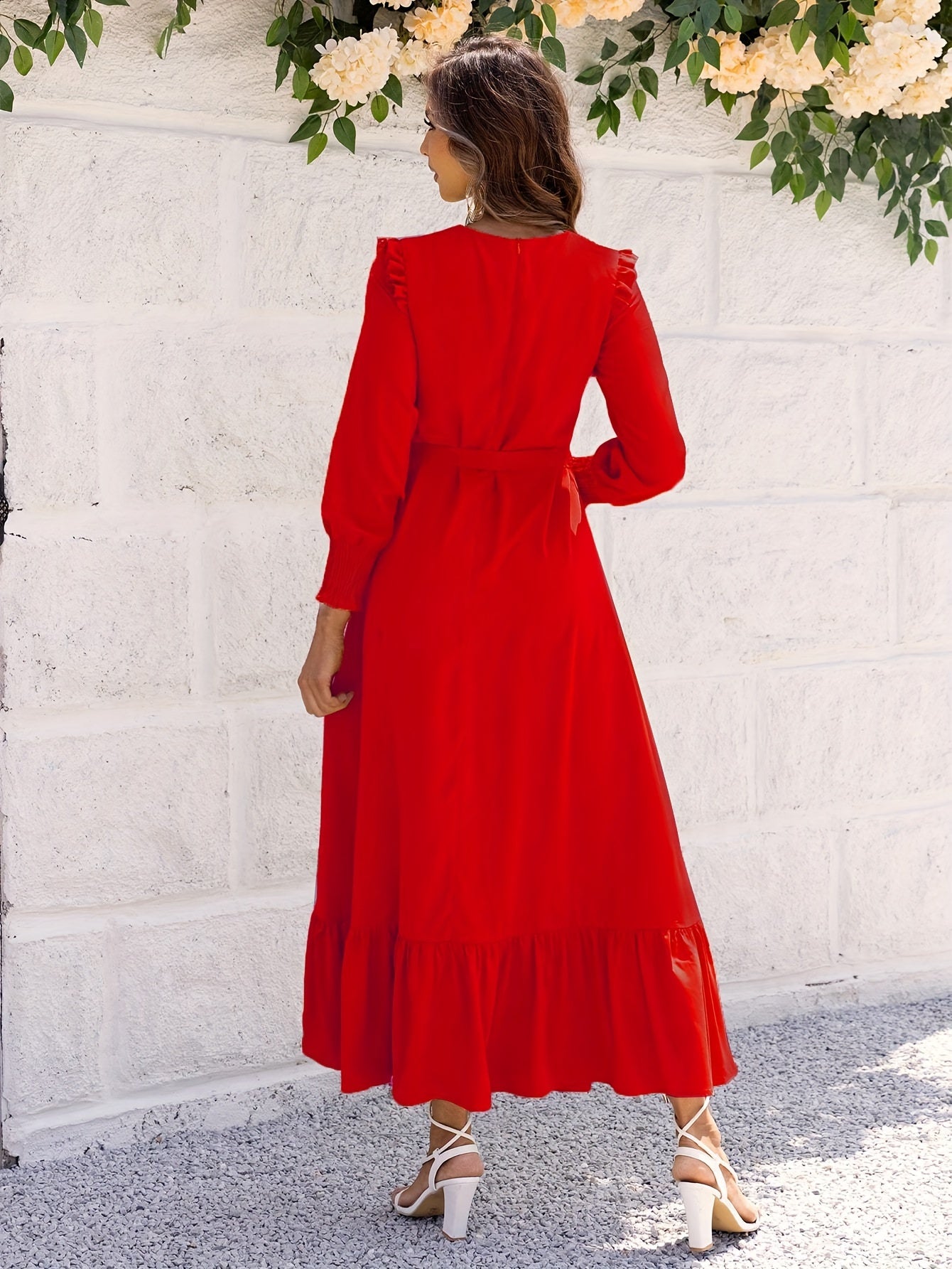 Langes Maxikleid mit Gürtel Sommer