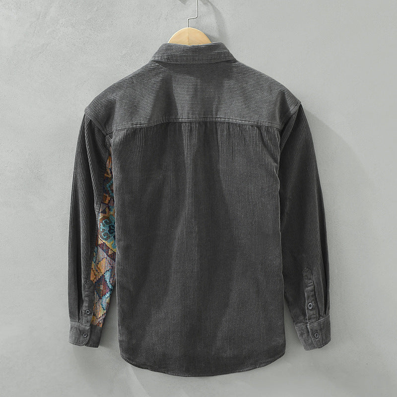 Herren Hemd Langarm Vintage Baumwolle Stilvoll