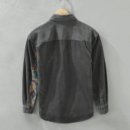 Herren Hemd Langarm Vintage Baumwolle Stilvoll