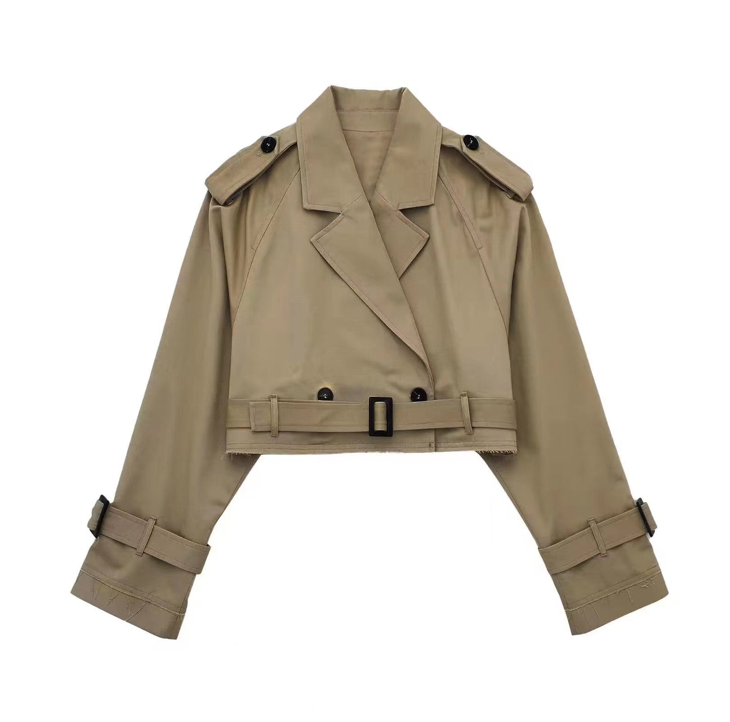 Damen Trenchcoat Kurz Schick Gürtel Elegant