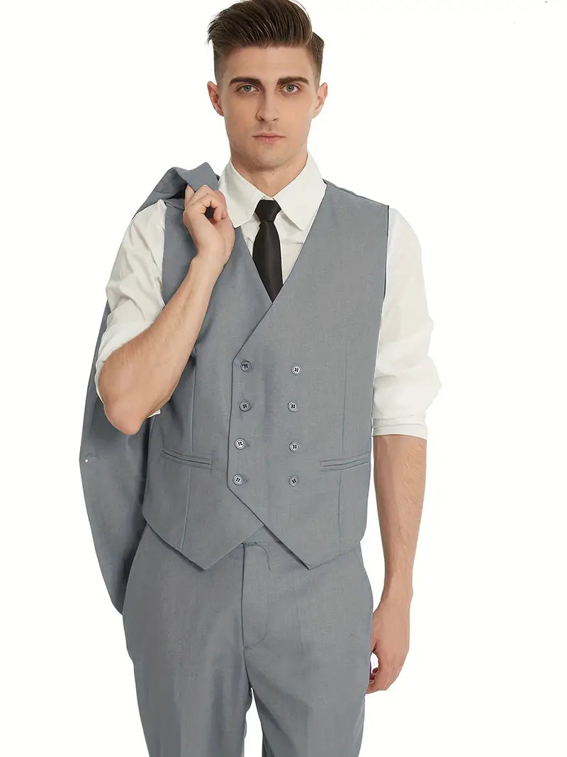 Herren Anzug Set 3-teilig Business Blazer Hose Weste
