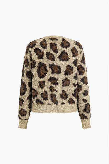 Strickcardigan Leopardenmuster Weich Bequem Damen