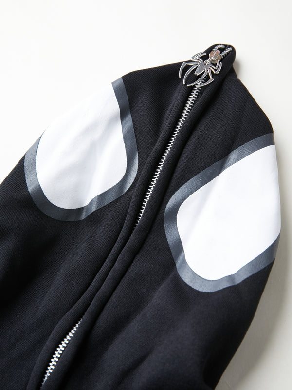 Spinnen Hoodie Reißverschluss Trendig Glitzernd