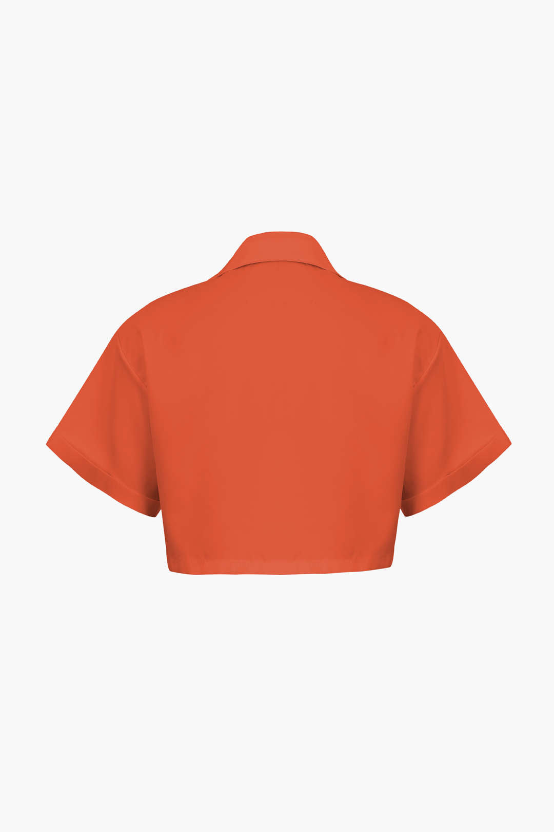 Kurzarmshirt Damen Crop Top mit Kragen Modern