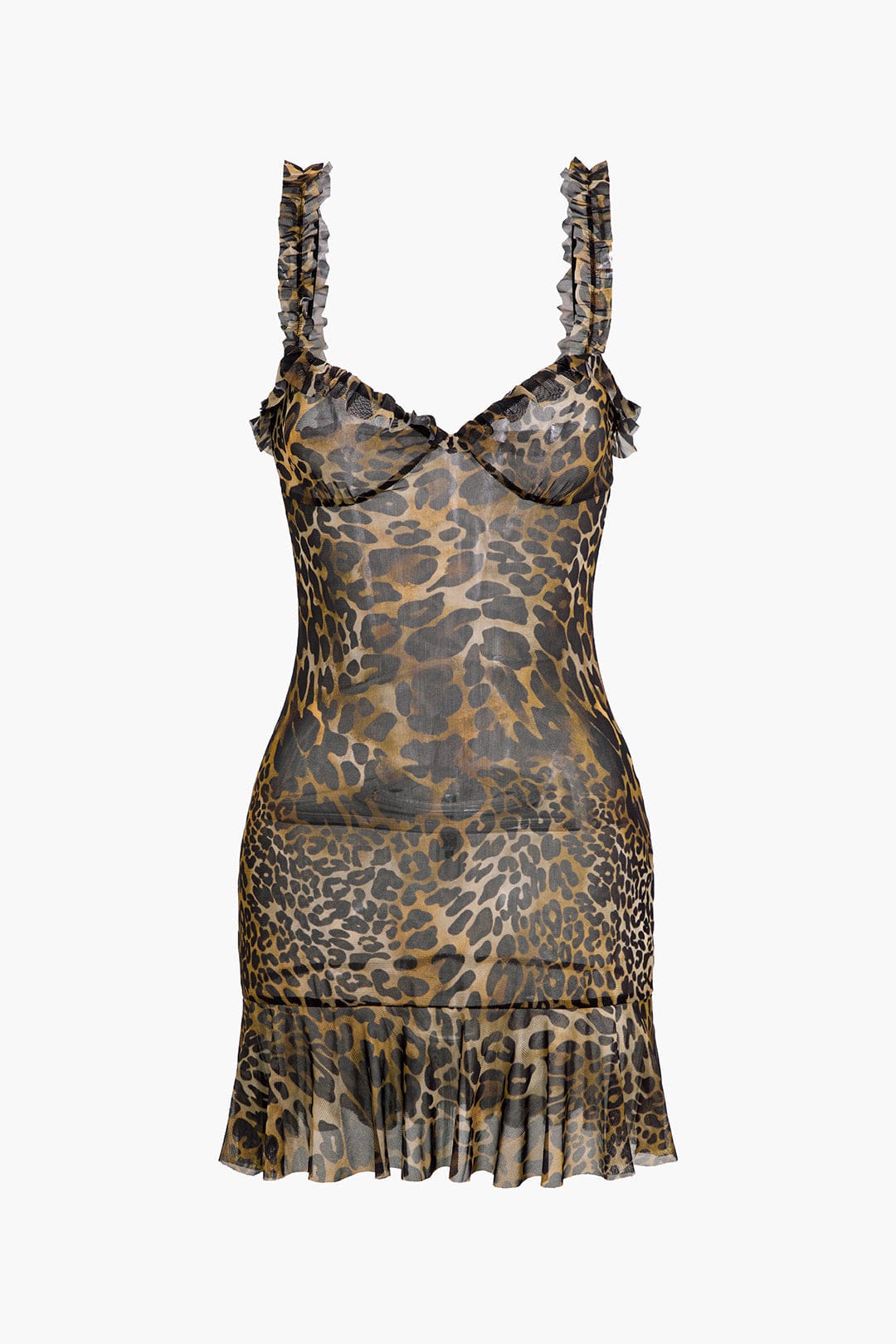 Leopard Minikleid Rüschen Animal Print Kurz - BerlinGlamour
