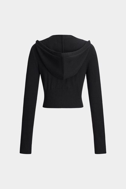 Strick-Zweiteiler mit Kapuzenjacke und Schlaghose Damen