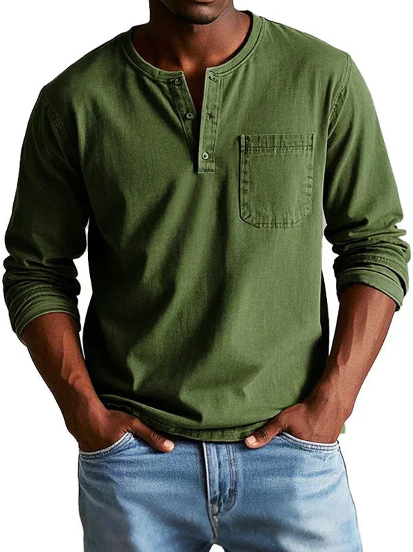 Herren Langarmshirt Lässig Bequem Baumwolle