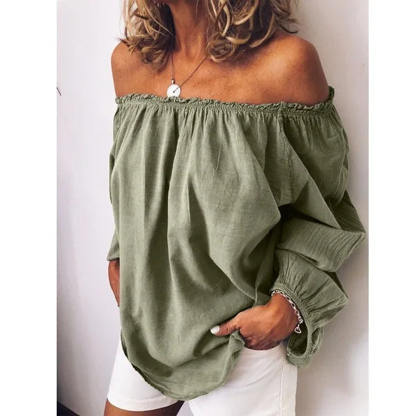 Off Shoulder Bluse Elegante Ballonärmel Damen Oberteil