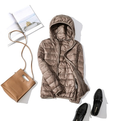 Damen Winterjacke Kurz Glänzend Modisch Schwarz