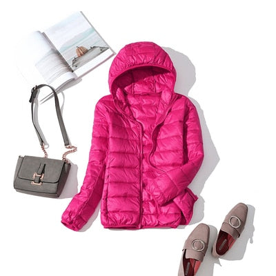 Damen Winterjacke Kurz Glänzend Modisch Schwarz