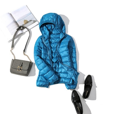 Damen Winterjacke Kurz Glänzend Modisch Schwarz