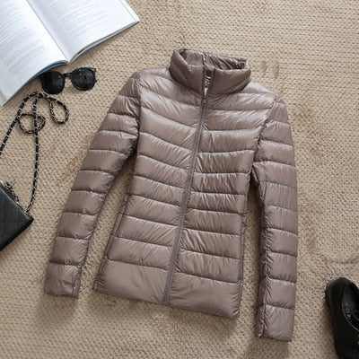 Damen Winterjacke Kurz Glänzend Modisch Schwarz