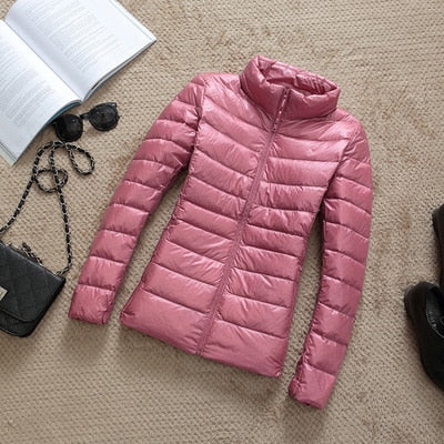 Damen Winterjacke Kurz Glänzend Modisch Schwarz