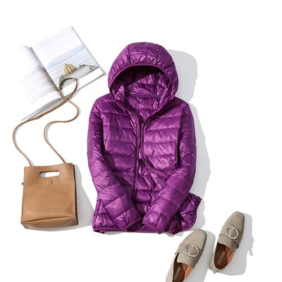 Damen Winterjacke Kurz Glänzend Modisch Schwarz
