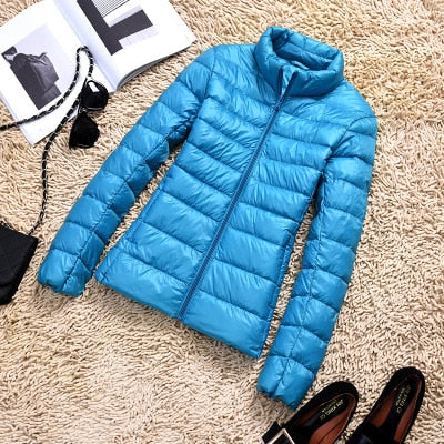 Damen Winterjacke Kurz Glänzend Modisch Schwarz