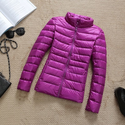 Damen Winterjacke Kurz Glänzend Modisch Schwarz