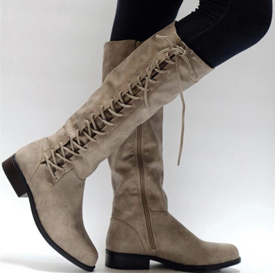 Damenstiefel Hoch Schnürstiefel Elegante Frauenstiefel