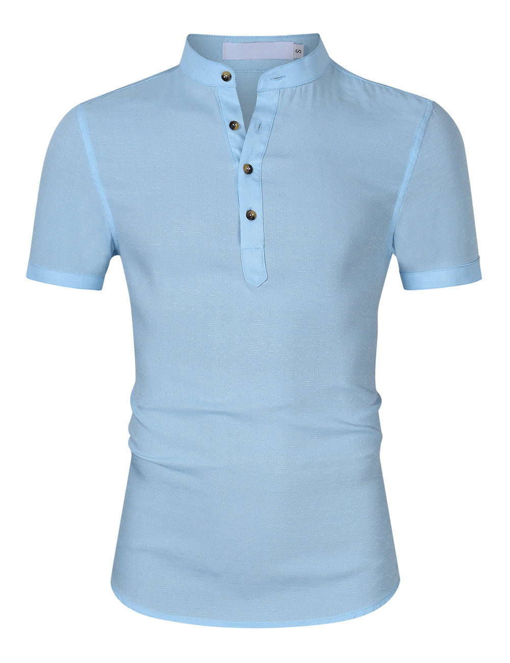 Herren Kurzarmshirt Stehkragen Knöpfe Modern Berlin Style