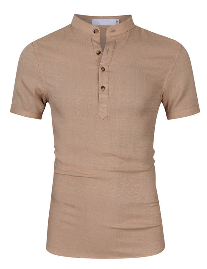 Herren Kurzarmshirt Stehkragen Knöpfe Modern Berlin Style