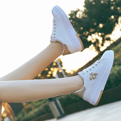 Damen Sneaker Glitter Bienen Muster Trendy Schuhe