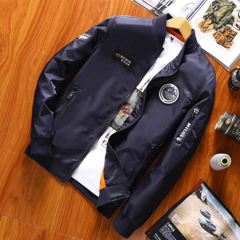 Herren Bomberjacke Modern mit reflektierenden Details Schwarz